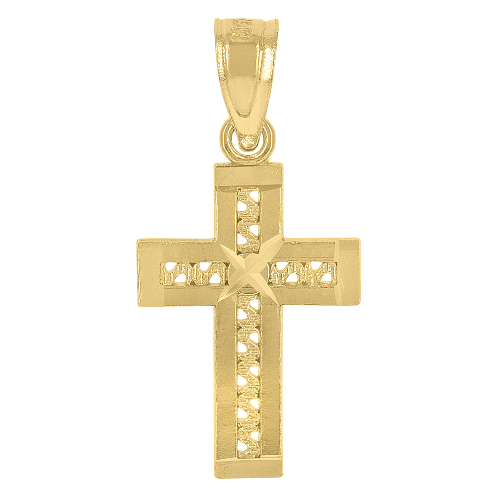 10kt 10k Yellow Gold Mens Cross Religious Charm Pendant